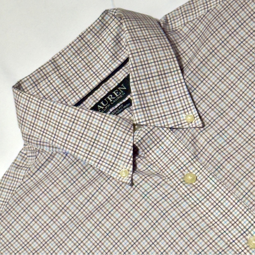 Lauren Ralph Lauren Classic Fit checked Casual‎ Button Down Shirt 16.5 Excellent